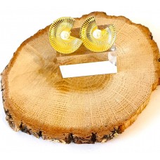 Ασημένια Σκουλαρίκια επίχρυσα με μαργαριτάρι στο κέντρο (SE31)